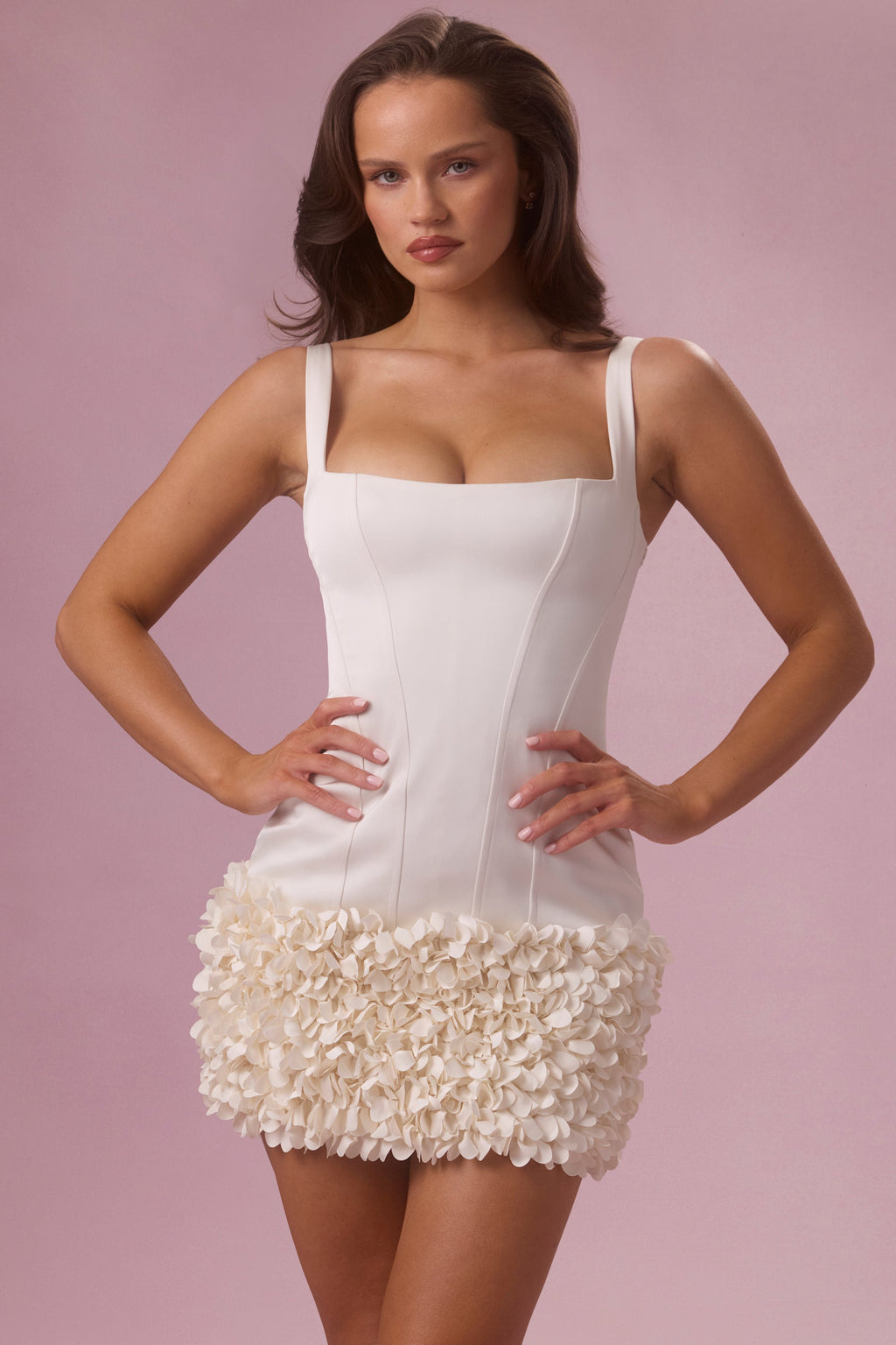 Satin Mini Dress in Ivory