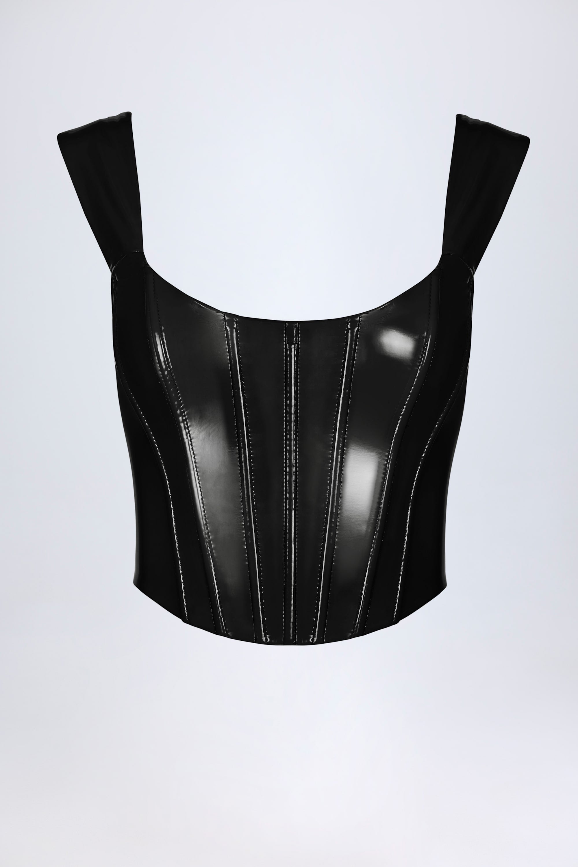 Vinyl Lace-Up Corset Top in Black