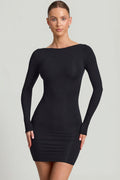 Modal Open-Back Bodycon Mini Dress in Black